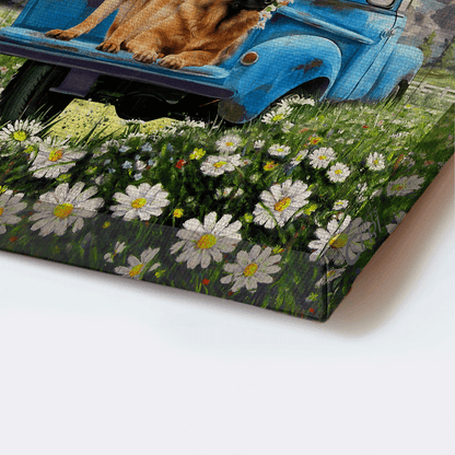 German Shepherd Portrait Canvas- Daisy field, German shepherd dogs, Ladybug car, Orange butterfly canvas- Gift for German Shepherd lover- What a wonderful world