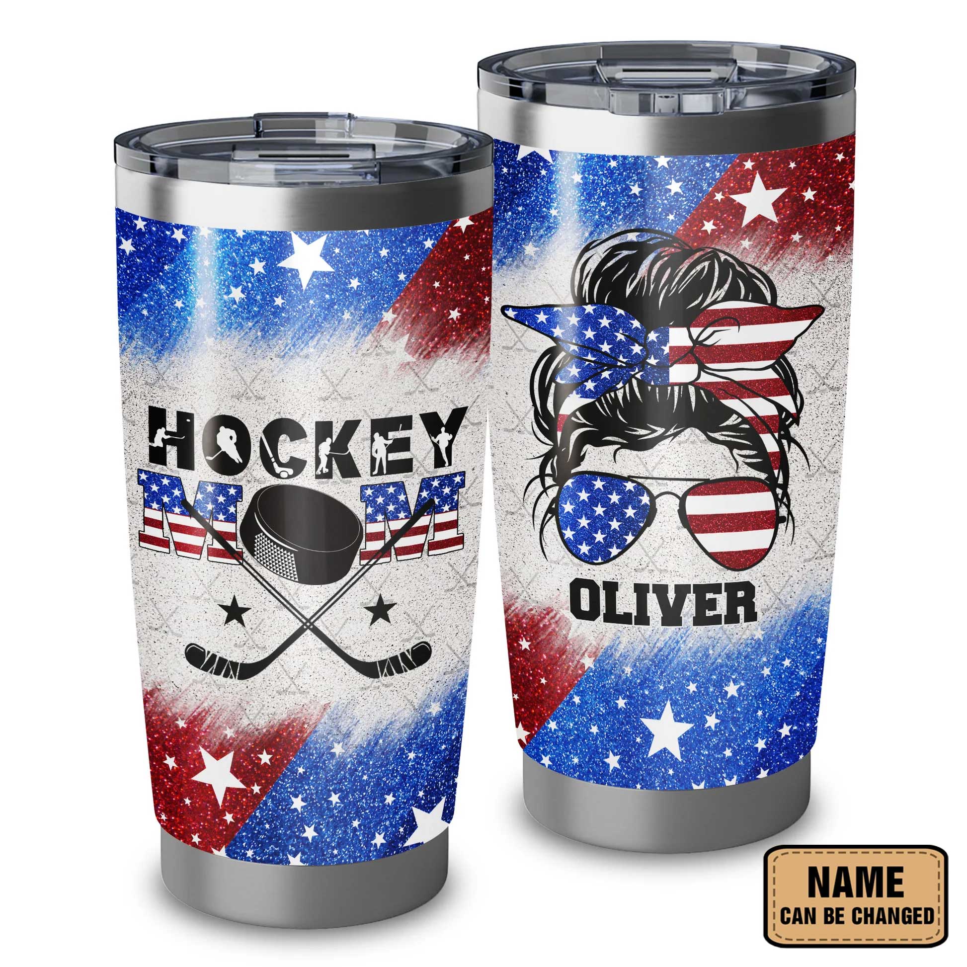 Best Personalized Mother's Day Gifts Tumbler - Custom Gift For Mother's Day, Presents for Mom - Hockey Mom American Flag Tumbler