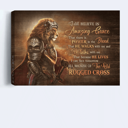 Jesus Landscape Canvas - Amazing warrior, King of Kings, Lion drawing Landscape Canvas - Gift For Religious Christian -I still believe in amazing grace