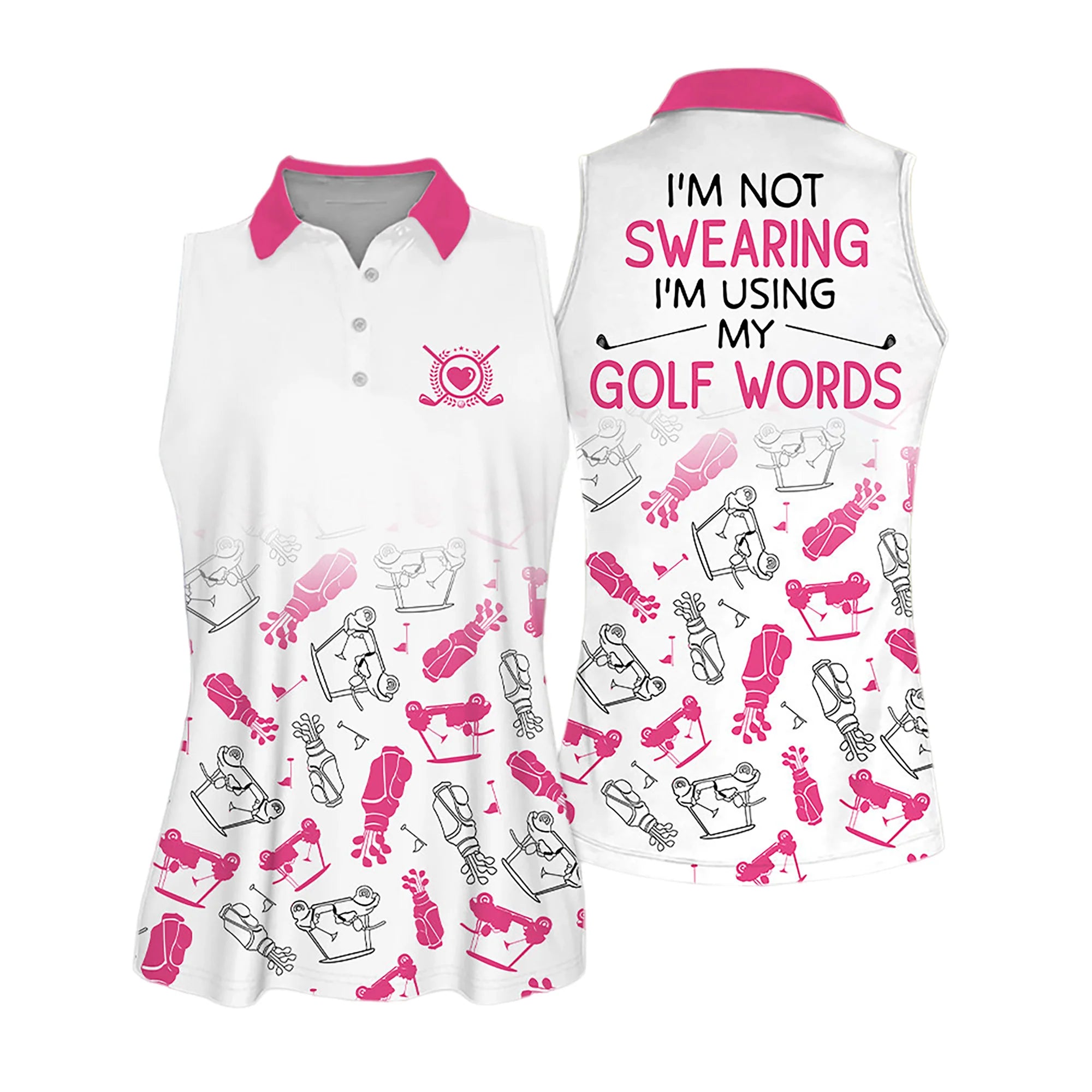 Golf Women Sleeveless Athleisure Polo Shirt, I'm Not Swearing I'm Using My Golf Words, Golf Symbol Pattern Polo Shirt - Gift For Mother's Day, Golfers