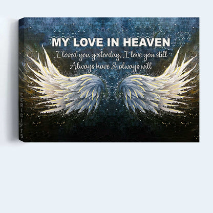 Memorial Landscape Canvas - Angel wings, Galaxy painting Landscape Canvas - Memorial Gift For Family Members - I love you still always have and always will