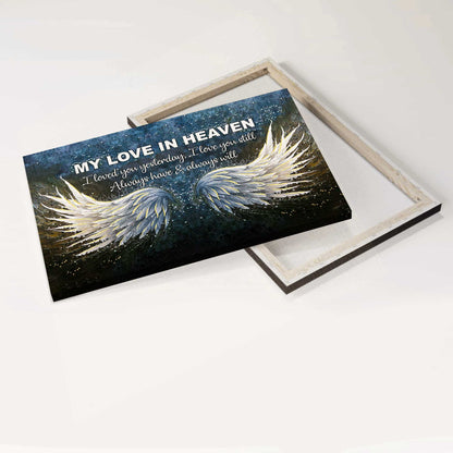 Memorial Landscape Canvas - Angel wings, Galaxy painting Landscape Canvas - Memorial Gift For Family Members - I love you still always have and always will