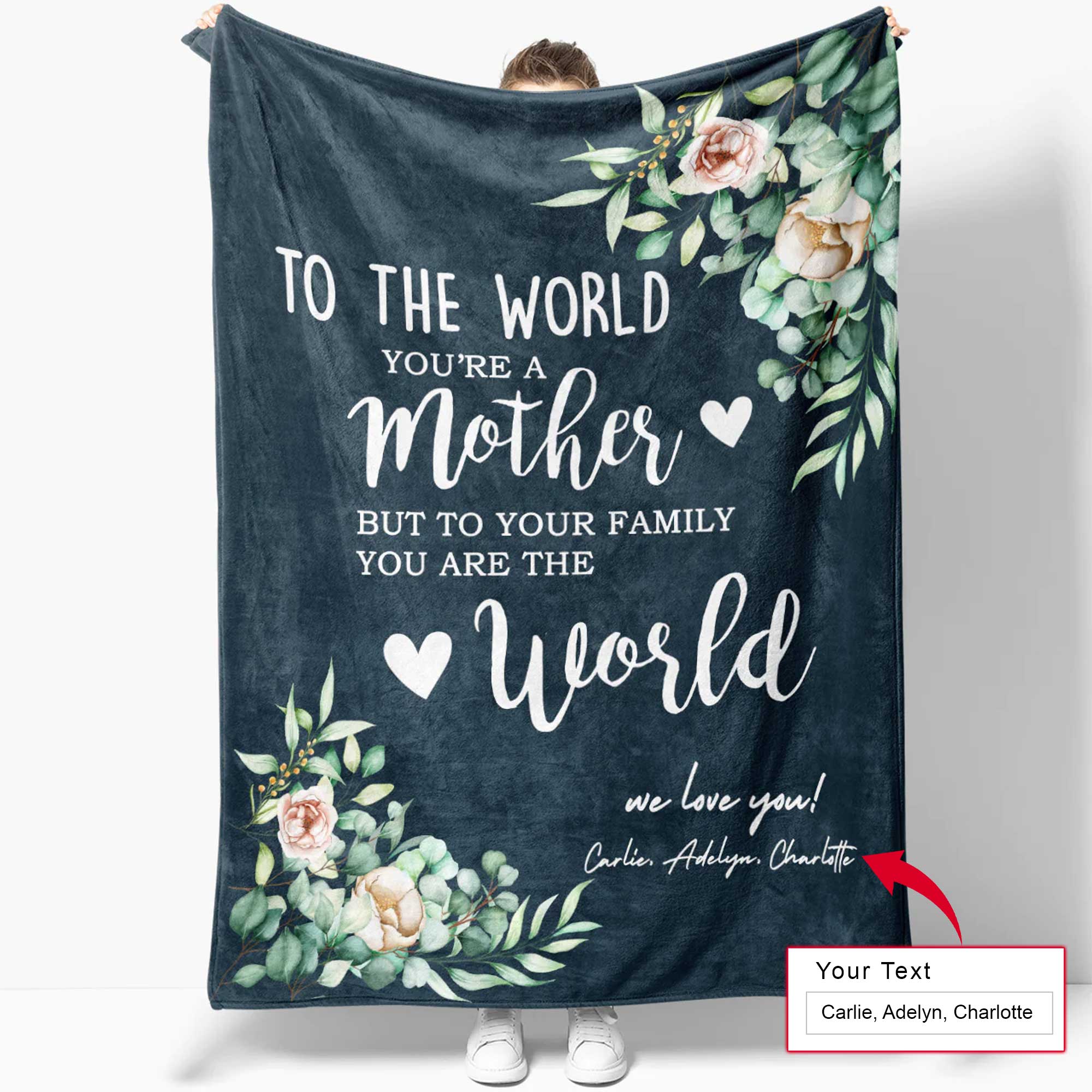 Gift For Mom Personalized Blanket - Custom Name, To My Mom, You're A Mom You Are The World Blanket - Gift For Mother's Day, Presents For Mom