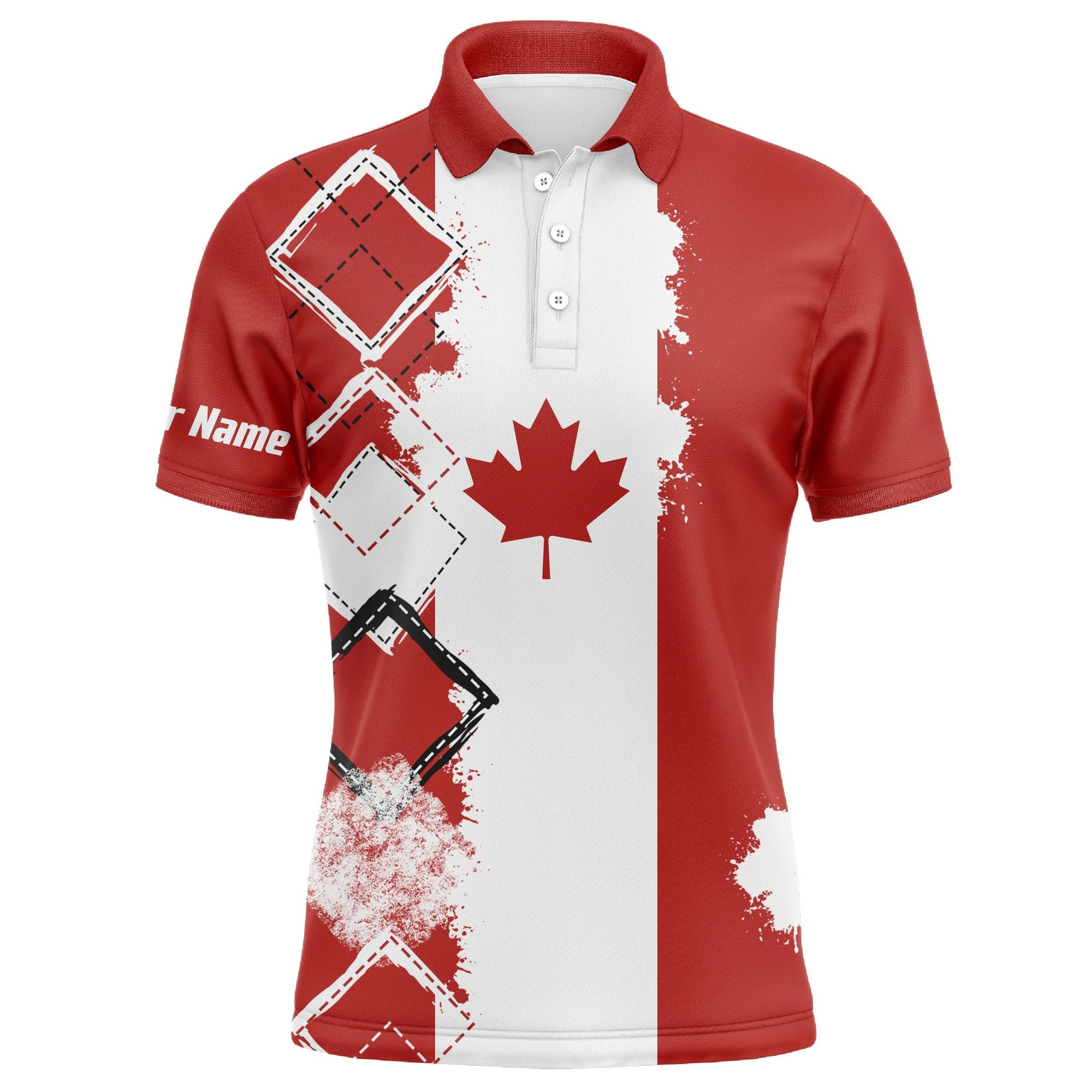 Golf Men Polo Shirt, Custom Name Canada Flag Patriot Apparel - Personalized Sports Gift For Men, Husband, Boyfriend, Golf Lover