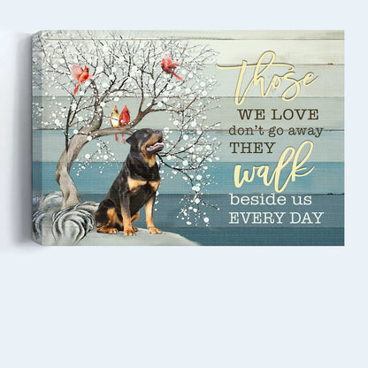 Rottweiler Landscape Canvas- Rottweiler, Under the tree, Snow Flower, Cardinal- Gift for dog lover- They walk beside us every day - Dog Landscape Canvas Prints, Wall Art