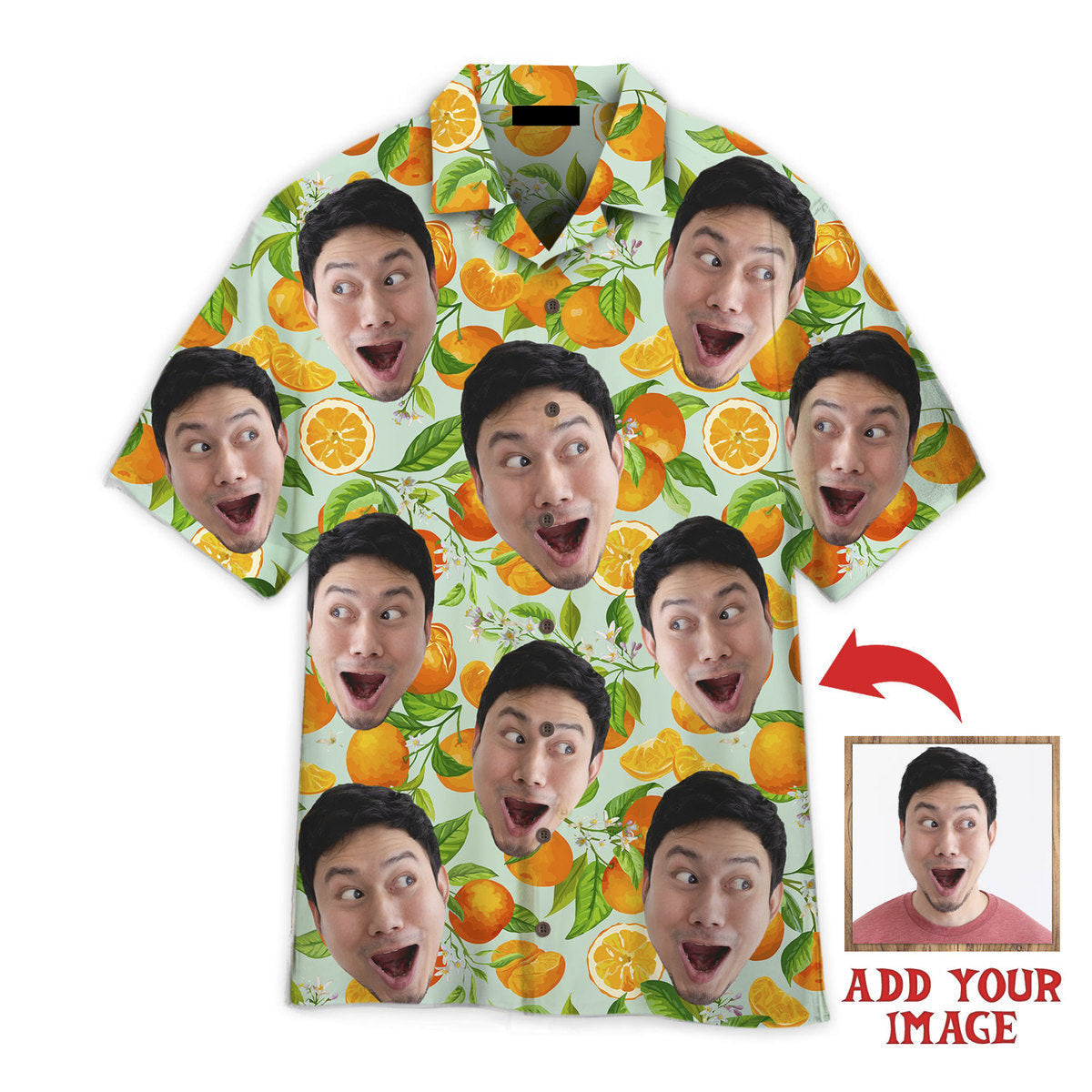 Funny Custom Face On Fall Seamless Leaves Custom Hawaiian Shirt, Personalized Hawaiian Shirts, Custom Photo Hawaiian Shirt