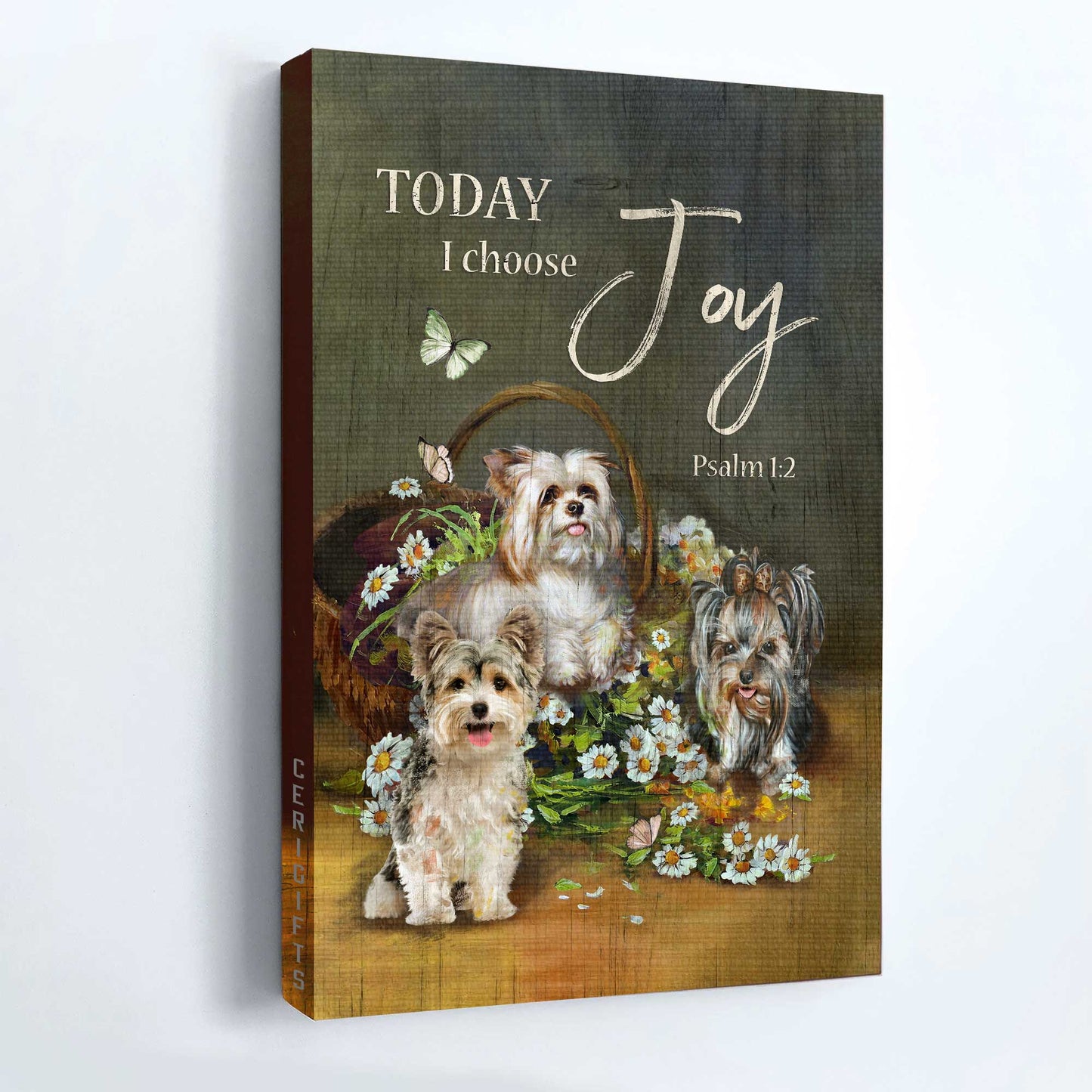 Yorkshire Terrier Dog Portrait Canvas - Yorkshire dog, Daisy Painting Canvas - Gift for Yorkshire Terrier, Dog Lovers - Today I Choose Joy