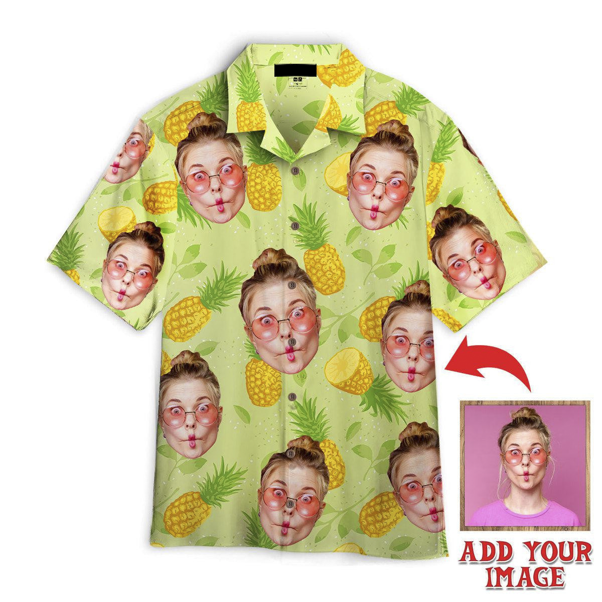 Funny Custom Face Summer Pineapples Custom Hawaiian Shirt, Personalized Hawaiian Shirts, Custom Photo Hawaiian Shirt