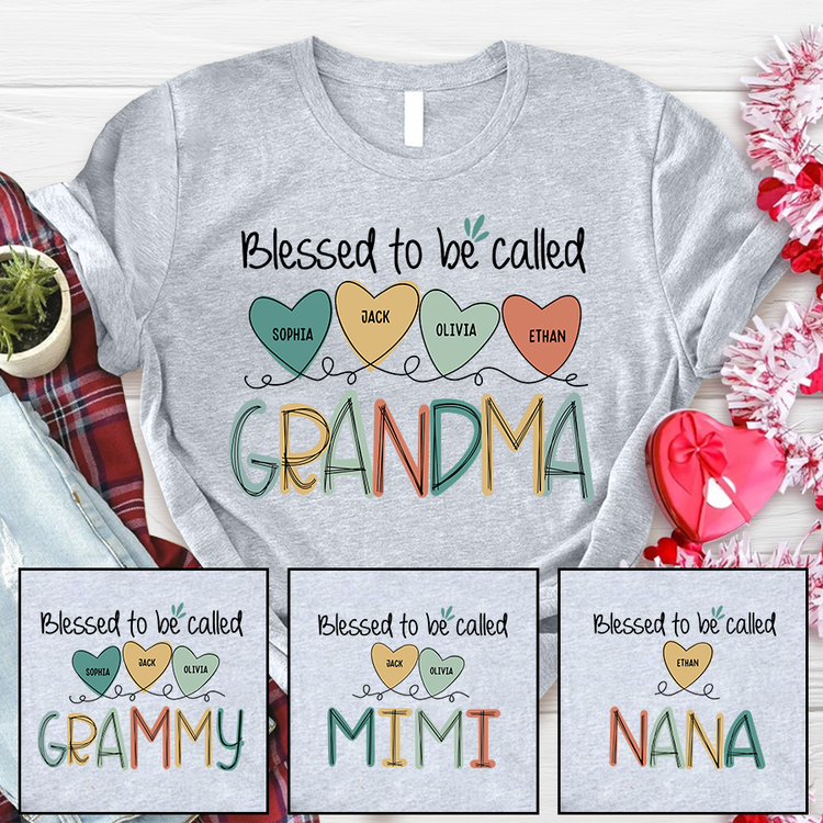 Personalized Mother's Day T-shirt, Custom Mom Nickname And Kid Name T-shirt, Blessed To Be Called Grandma And Kids Custom T-Shirt