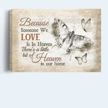 Memorial Landscape Canvas- Black butterfly, Butterfly drawing - Gift for Family- Because someone we love is in heaven - Heaven Landscape Canvas