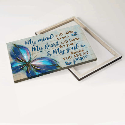 Memorial Landscape Canvas- Blue butterfly watercolor painting canvas- Gift for Family- My mind still talks to you - Heaven Landscape Canvas Prints, Wall Art