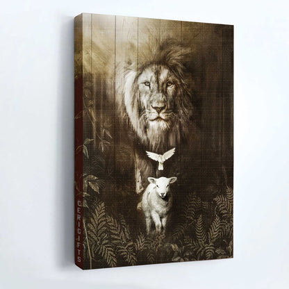 Jesus Portrait Canvas- Lion of Judah, Lamb of God, Dove - Portrait Canvas Prints, Wall Art