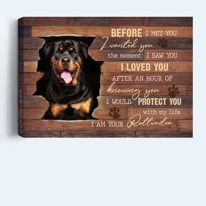 Rottweiler Landscape Canvas- Rottweiler dog, Broken wall- Gift for dog lover- I would protect you with my life - Dog Landscape Canvas Prints, Wall Art