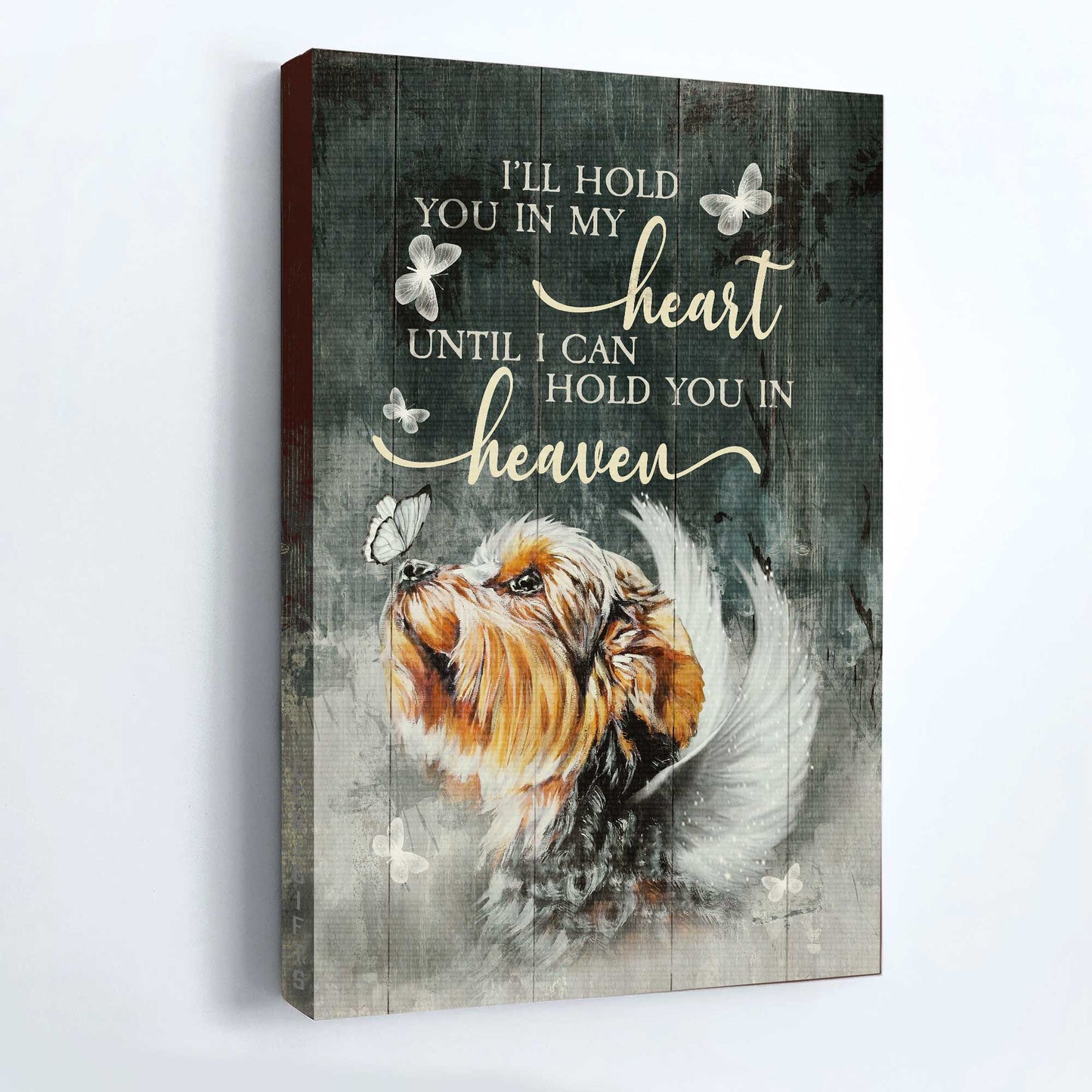 Yorkshire Terrier Dog Portrait Canvas - Yorkshire Terrier, Angel Wings, Crystal Butterfly, Jesus Canvas - Gift for Yorkshire Terrier, Dog Lovers, Christian - I'll Hold You In My Heart