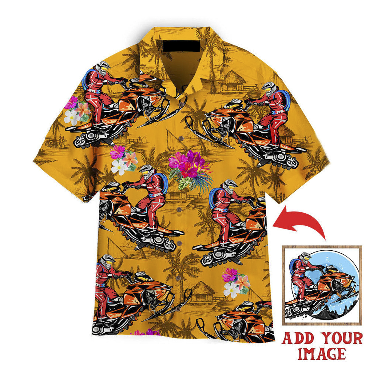 Custom Your Photo Your Motorbike Tropical Flowers Hawaiian Shirt, Personalized Hawaiian Shirts, Custom Photo Hawaiian Shirt