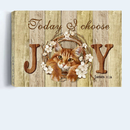 Jesus Landscape Canvas- Cute Maine Coon cat, Lovely cherry blossom canvas- Gift for Christian- Today I choose joy