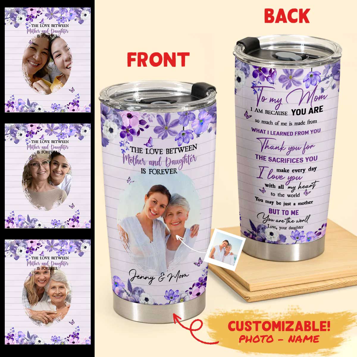 Best Personalized Mother's Day Gifts Tumbler - Custom Gift For Mother's Day, Presents for Mom - The Love Between Mother And Daughter Is Forever