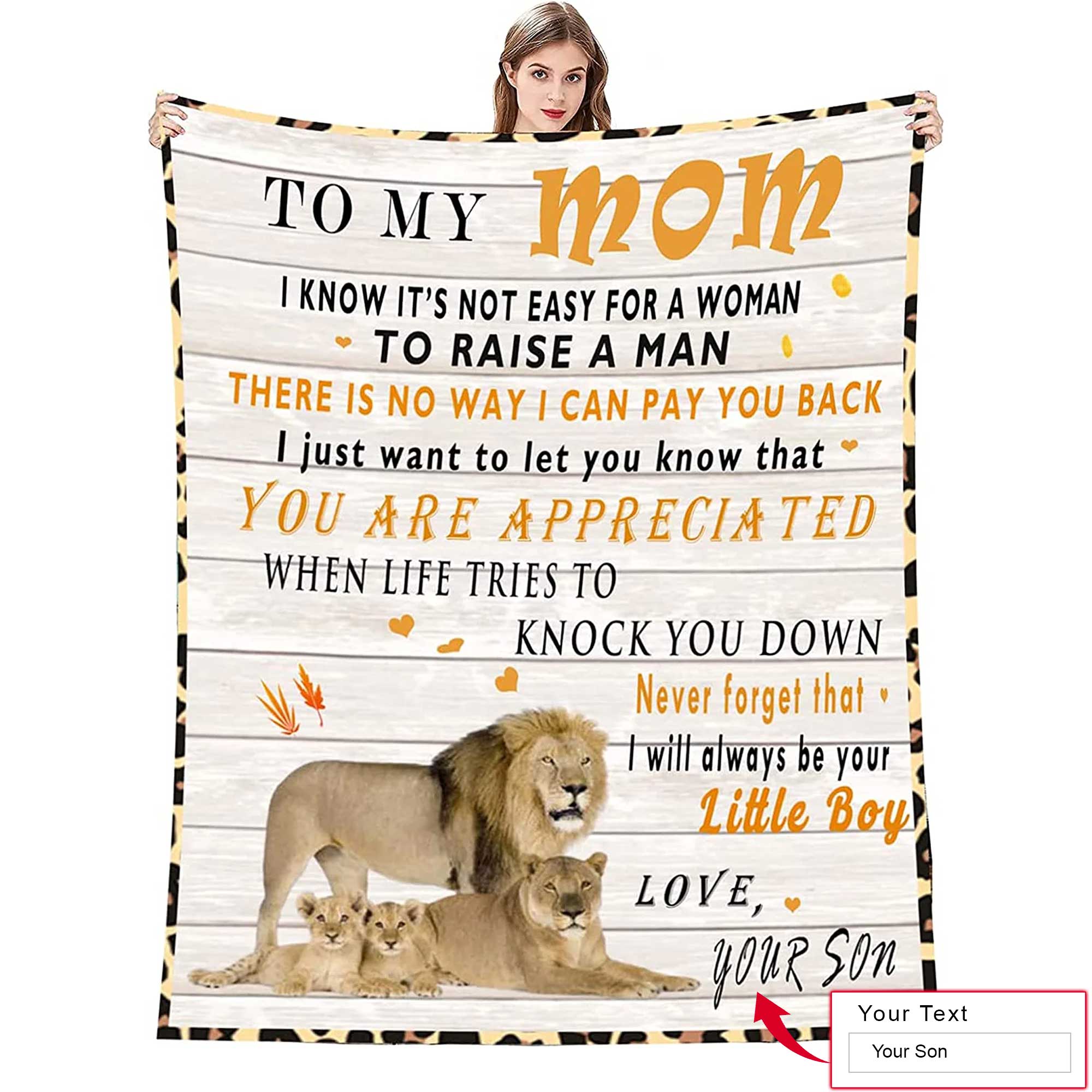 Gift For Mom Personalized Blanket - Custom Name, To My Mom, I Lion Family, Love Letter Blanket - Gift For Mother's Day, Presents For Mom From Son
