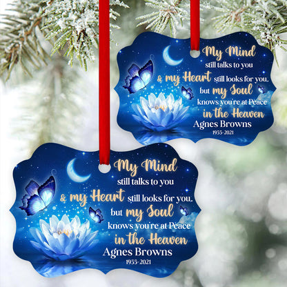 Memorial Aluminum Ornament - Personalized Lotus, Butterfly Aluminium Ornament - Custom Gift For Family Member - You Are At Peace In The Heaven