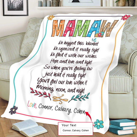 Gift For Mom Personalized Blanket - Mamaw, Custom Name Blanket - Gift For Mother's Day, Presents For Grandma Mimi Nana Gigi Gaga From Grandkids