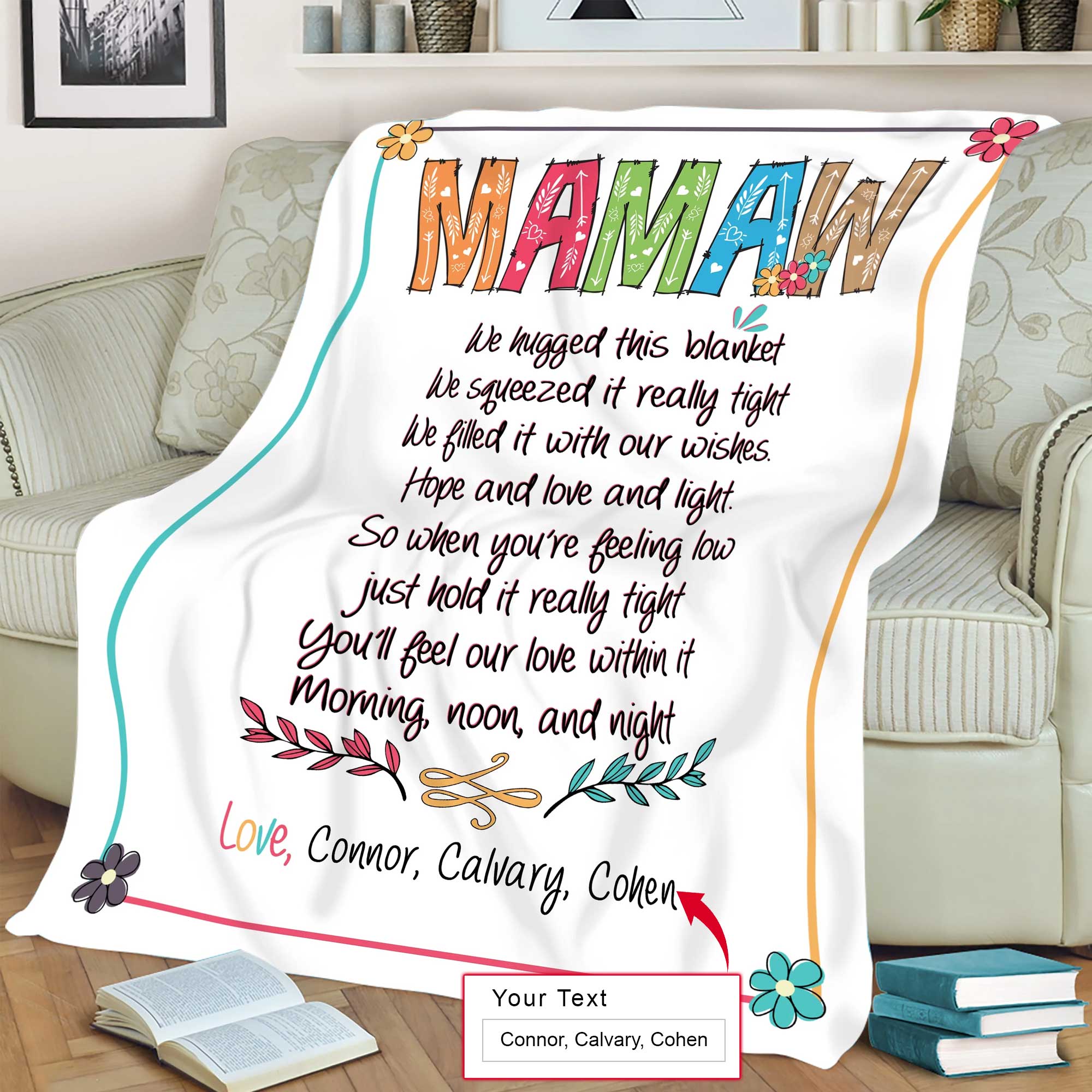 Gift For Mom Personalized Blanket - Mamaw, Custom Name Blanket - Gift For Mother's Day, Presents For Grandma Mimi Nana Gigi Gaga From Grandkids