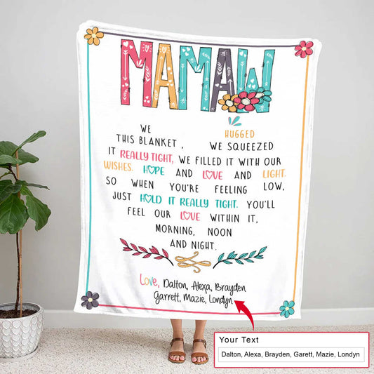 Gift For Mom Personalized Blanket - Mamaw, Custom Name Blanket - Gift For Mother's Day, Presents For Grandma Mimi Nana Gigi Gaga From Grandkids