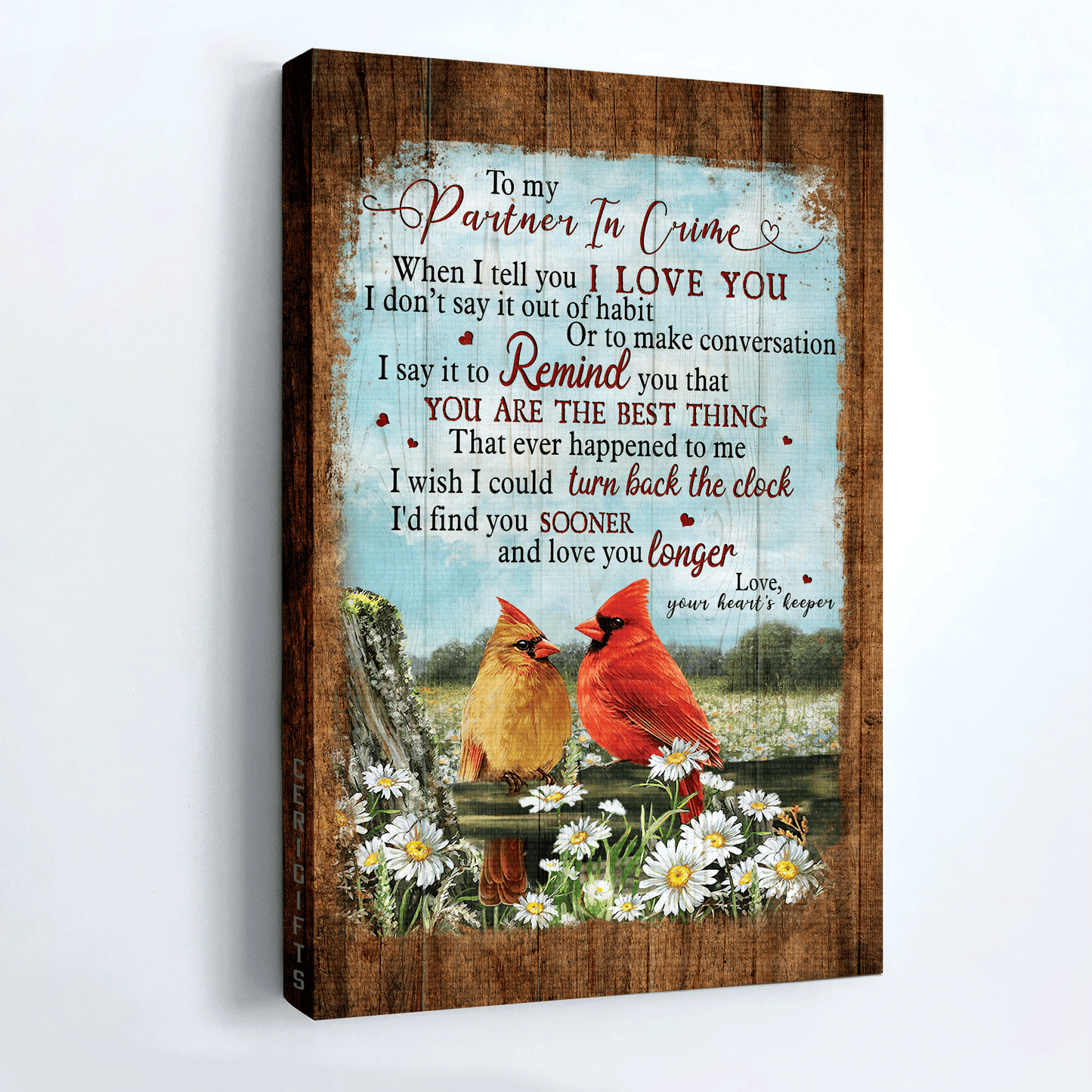 Couple Portrait Canvas - Cardinal Couple, Flower Field Landscape Canvas - Gift For Couple, Spouse, Lover - I Wish I Could Find You Sooner Landscape Canvas