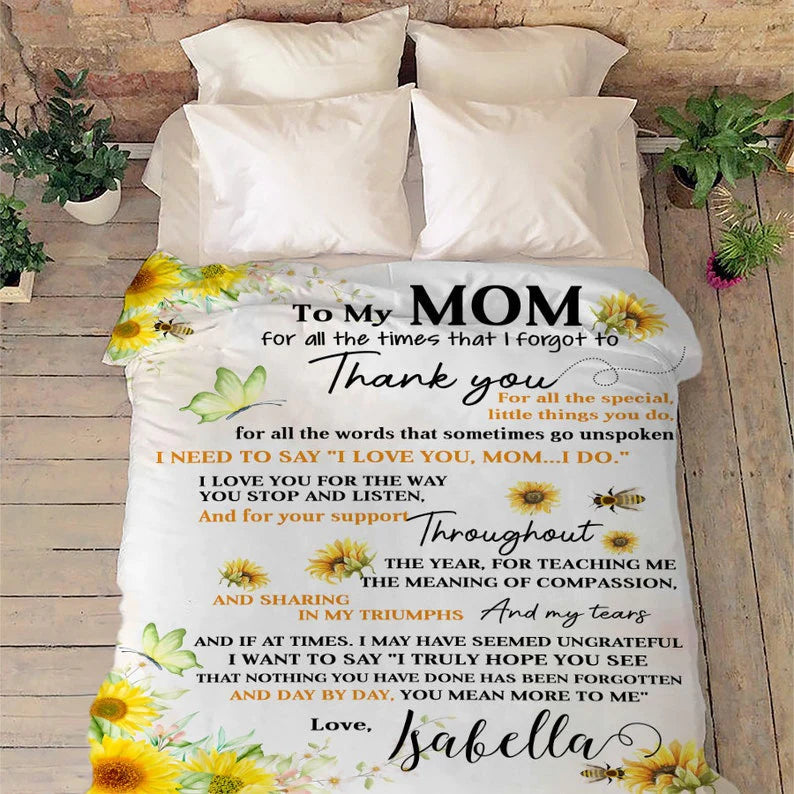 Gift For Mom Personalized Blanket - Custom Name, To My Mom I Love You Blanket - Gift For Mother's Day, Presents For Mom