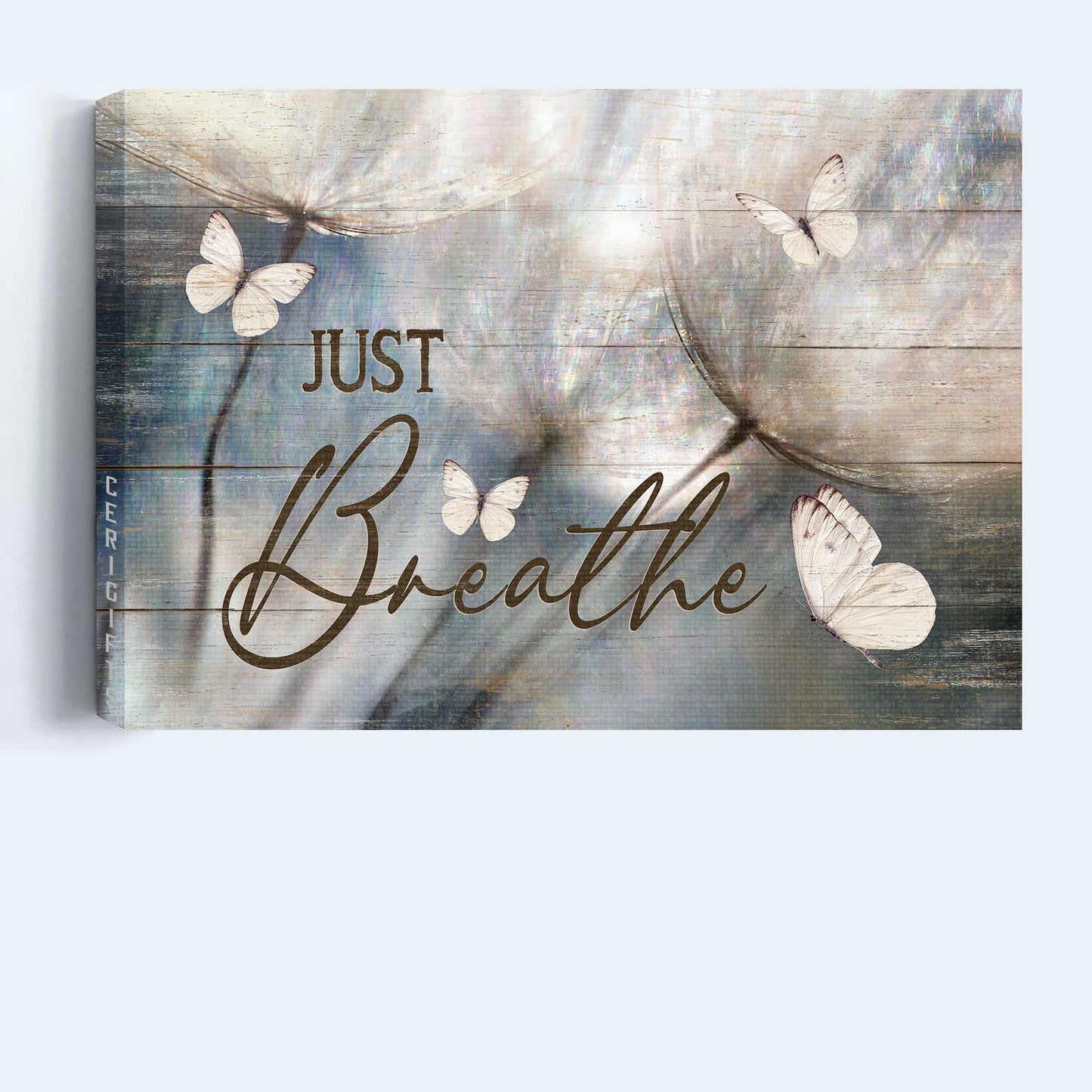 Jesus Landscape Canvas- Abstract Dandelion Painting, White Butterfly, Vintage Drawing Landscape Canvas- Gift For Religious Christian- Just Breathe