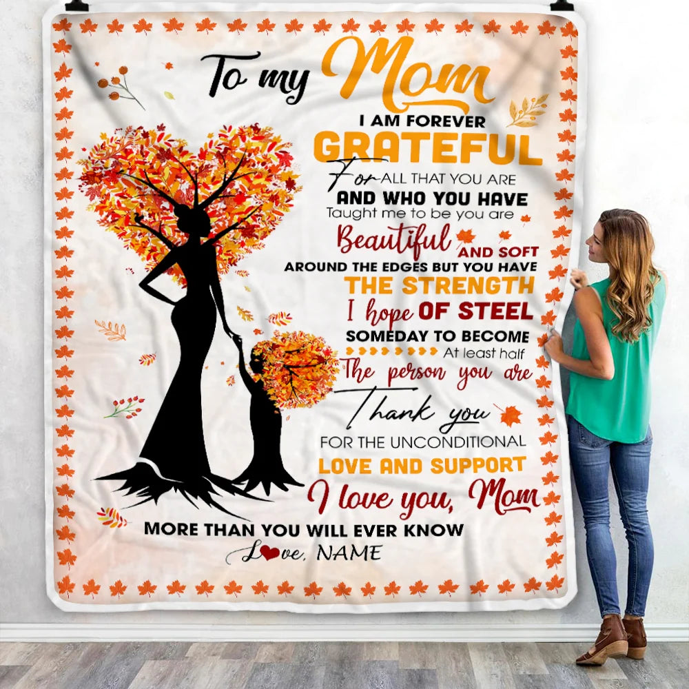 Heart Tree Gift For Mom Personalized Blanket - Custom Name, To My Mom, I Love You More Than Will Ever Know Blanket - Gift For Mother's Day