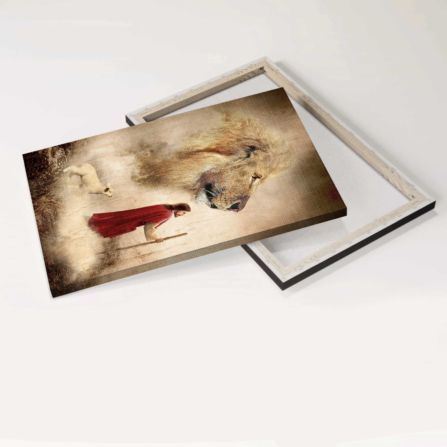 Jesus Portrait Canvas- Jesus painting, Lion king, Animal drawing- Gift for Christian - Portrait Canvas Prints, Wall Art