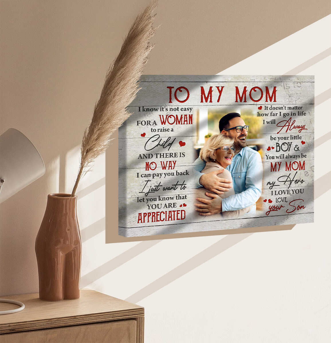Personalized Gift For Mom Landscape Canvas - Son To Mom Canvas - Custom Gift For Mom From Daughter Son, Mother's Day, Anniversary, Birthday, Presents for Mom - My Mom My Hero Canvas