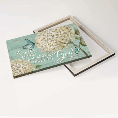 Jesus Landscape Canvas- Hydrangea painting, Butterfly canvas- Gift for Christian- Be still and know that I am God - Landscape Canvas Prints, Wall Art