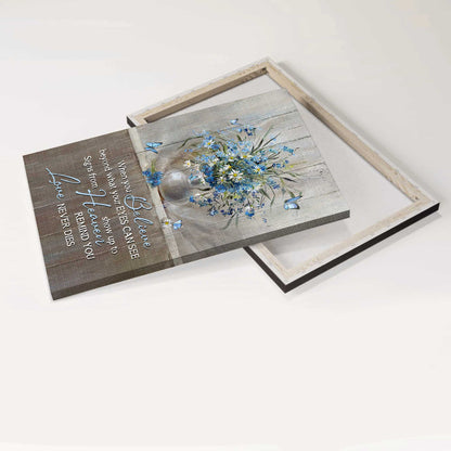 Memorial Portrait Canvas- Blue daisy painting, Still life drawing canvas- Gift for members family- Signs from heaven remind you love never dies - Heaven Portrait Canvas Prints, Wall Art