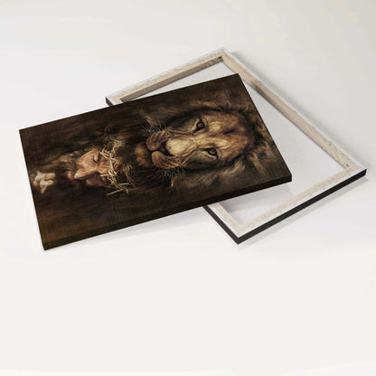 Jesus Portrait Canvas- Jesus Painting, Lion of Judah, Jesus Face- Gift for Christian - Portrait Canvas Prints, Wall Art