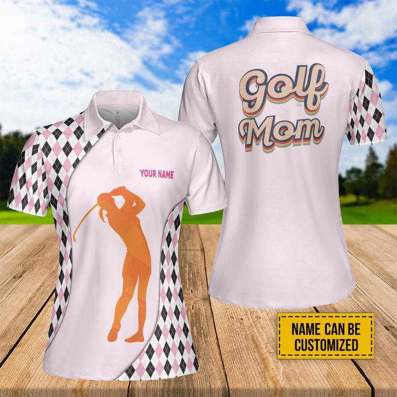 Golf Mom Custom Name Women Polo Shirt, Pink Golfer Personalized Polo Shirt Perfect Gift Sport For Mother's Day, Mama, Women, Team Golfer