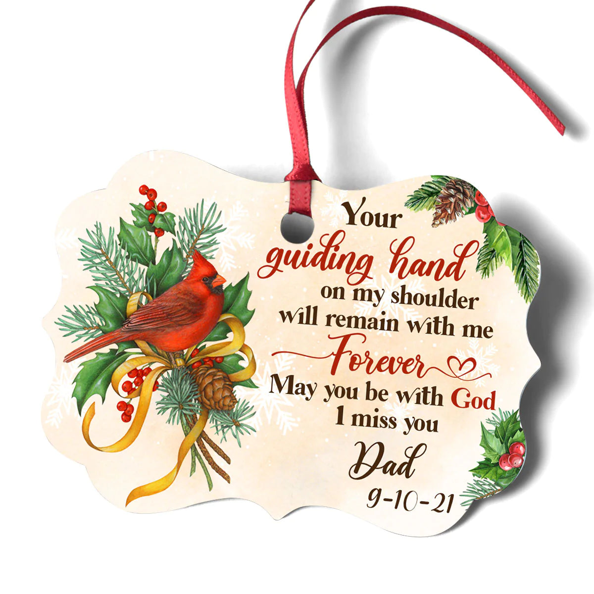 Memorial Aluminum Ornament - Personalized Cardinal Bird Aluminium Ornament - Custom Gift For Family Member - May You Be With God Aluminum Ornament