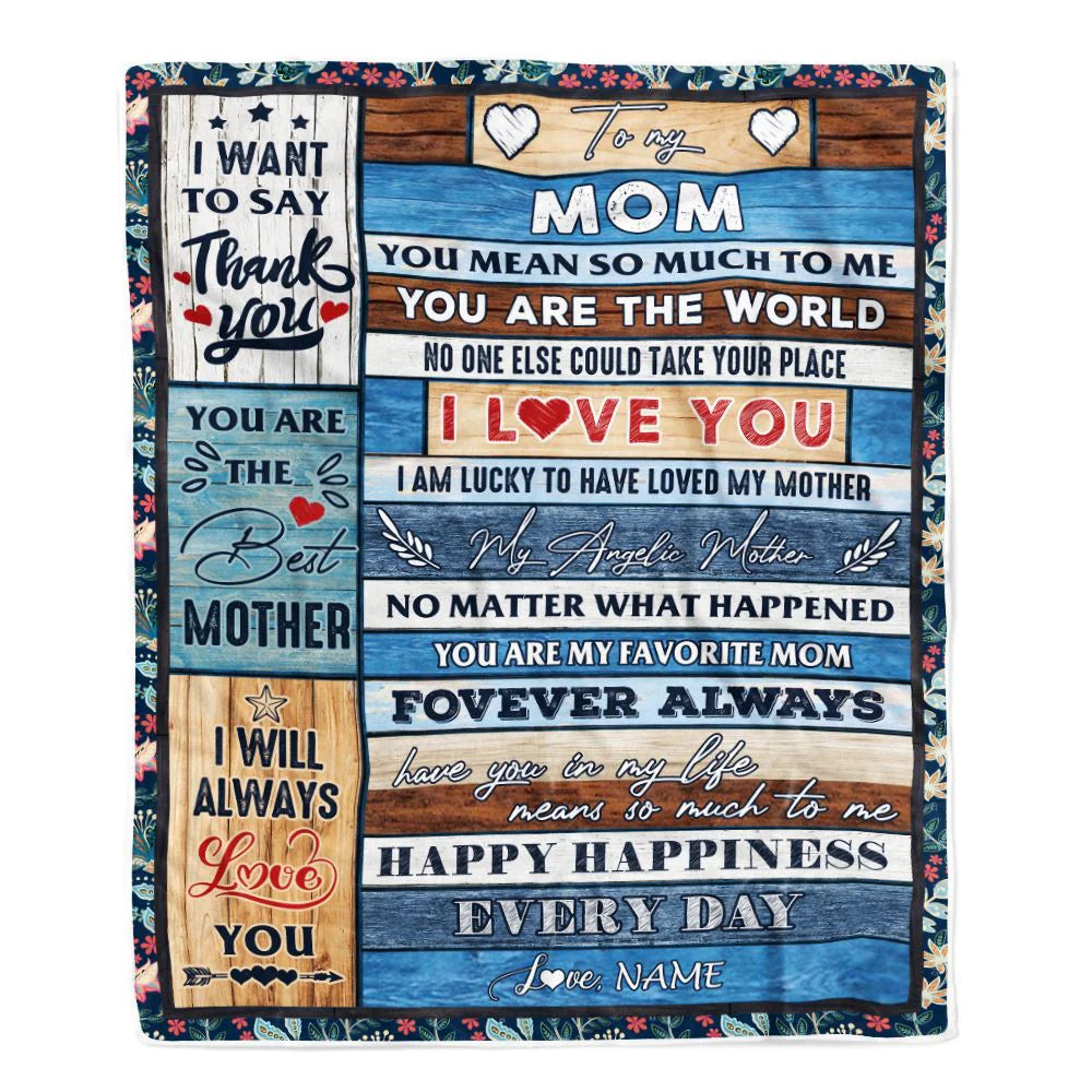 Wood Gift For Mom Personalized Blanket - Custom Name, To My Mom, You Are My Favorite Blanket - Gift For Mother's Day, Present For Mom