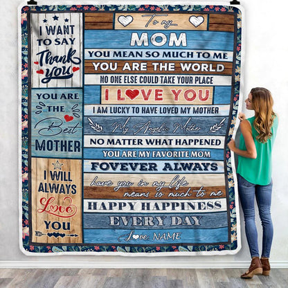 Wood Gift For Mom Personalized Blanket - Custom Name, To My Mom, You Are My Favorite Blanket - Gift For Mother's Day, Present For Mom