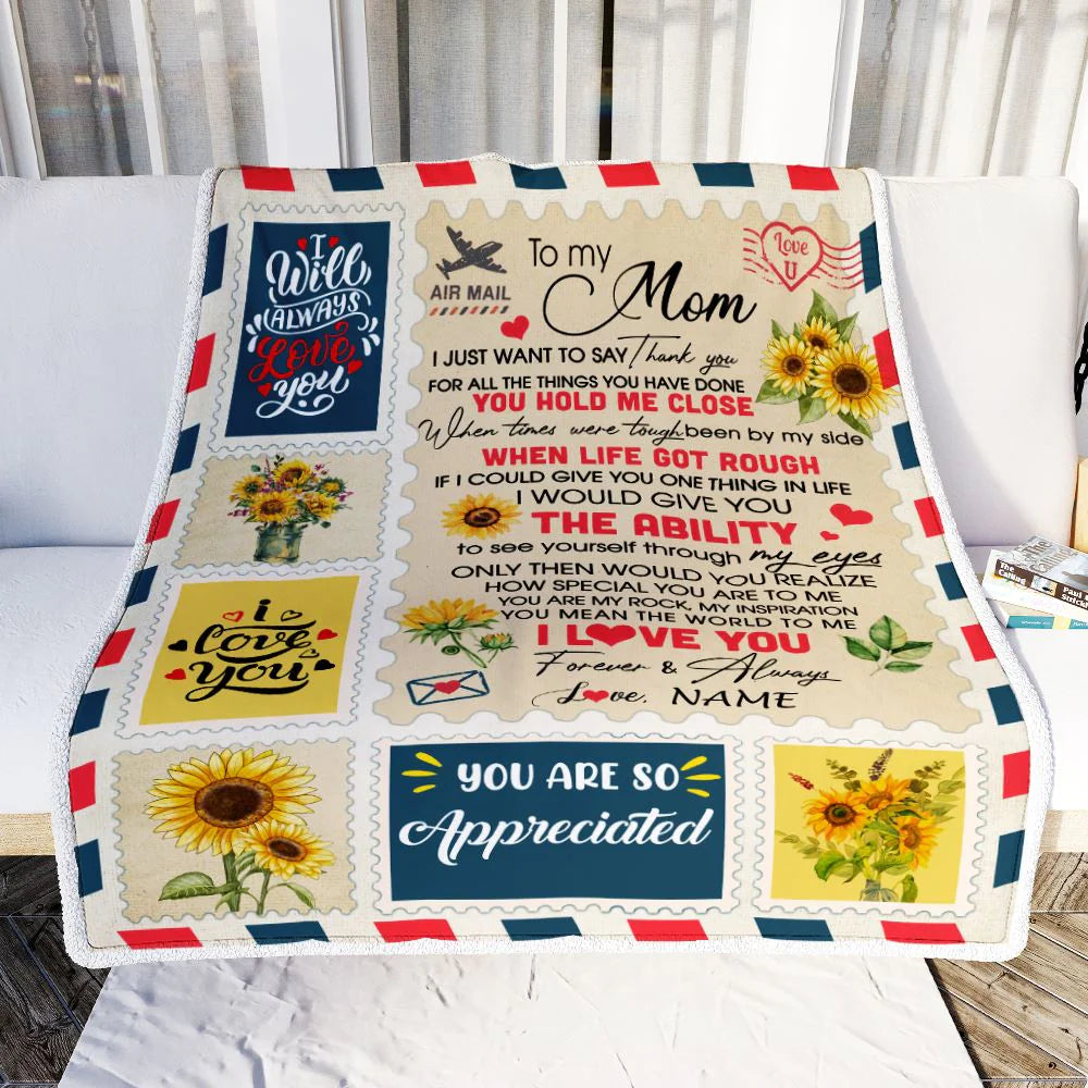 Mom Forever Grateful Letter Blanket, To Mom