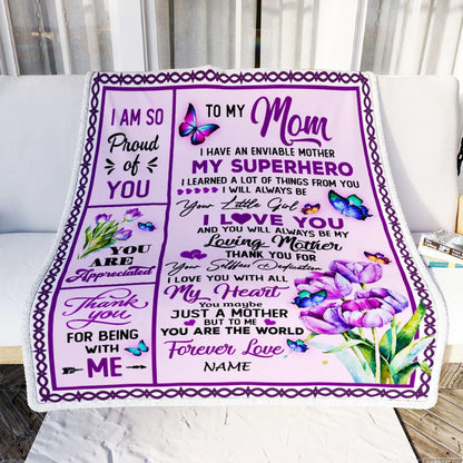 Floral Butterfly Gift For Mom Personalized Blanket - Custom Name, To My Mom, Thank You Loving Blanket - Gift For Mother's Day, Present For Mom