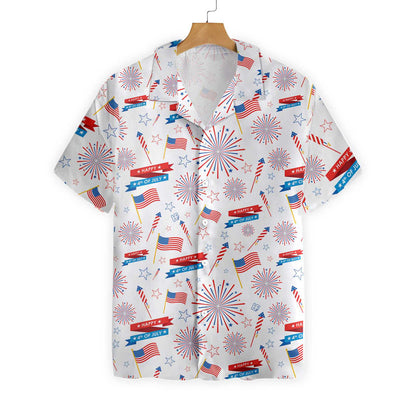 4th Of July America Flag Firework Pattern Hawaiian Shirt, Independence Day US Flag Aloha Shirt For Men, Perfect Gift For Patriots, Friends, Husband, Boyfriend, Family