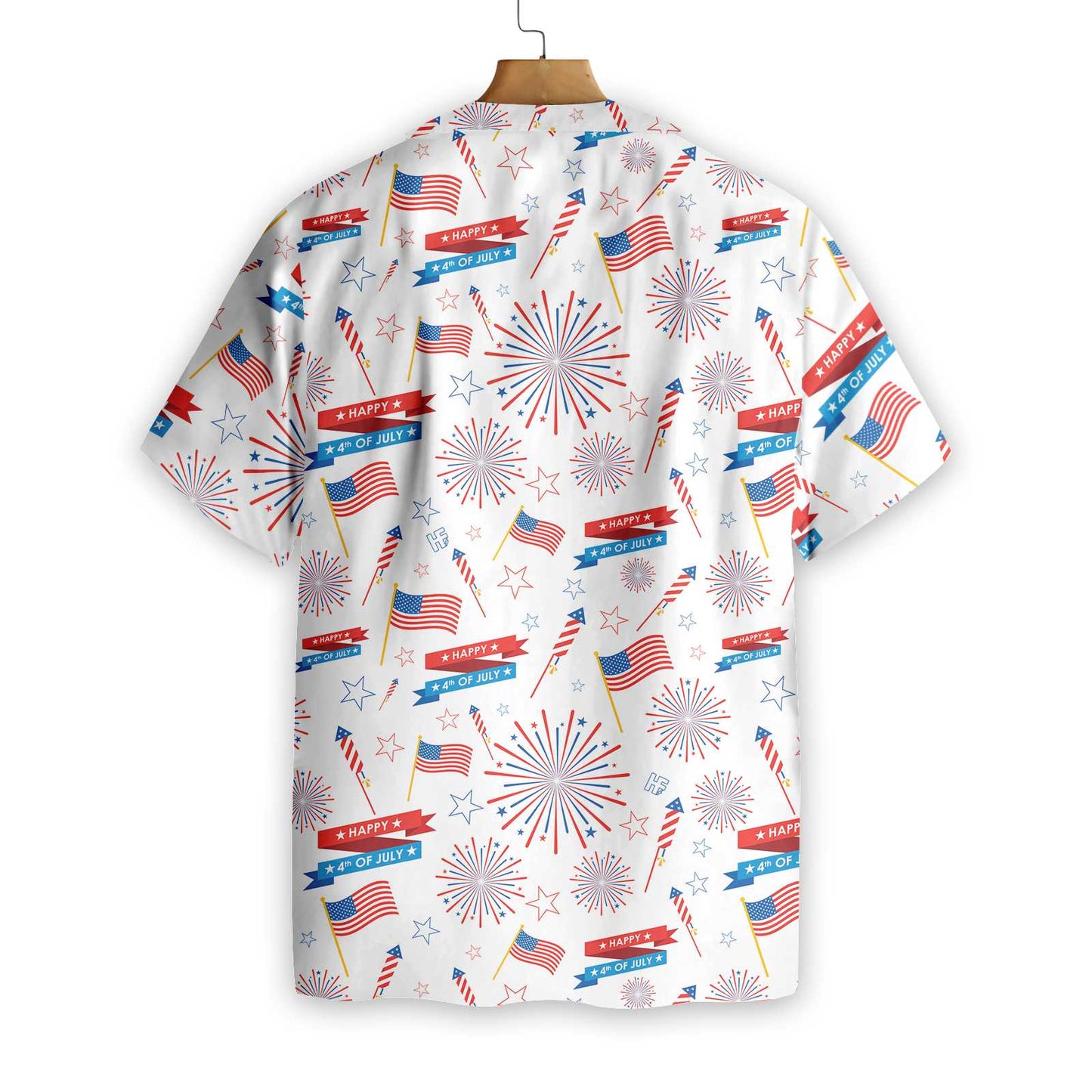 4th Of July America Flag Firework Pattern Hawaiian Shirt, Independence Day US Flag Aloha Shirt For Men, Perfect Gift For Patriots, Friends, Husband, Boyfriend, Family