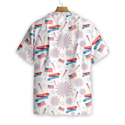 4th Of July America Flag Firework Pattern Hawaiian Shirt, Independence Day US Flag Aloha Shirt For Men, Perfect Gift For Patriots, Friends, Husband, Boyfriend, Family