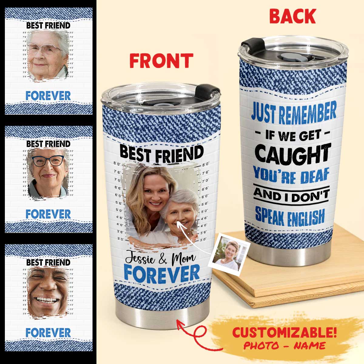 Best Personalized Mother's Day Gifts Tumbler - Custom Gift For Mother's Day, Presents for Mom - Best Friend Forever - Custom Photo Gifts