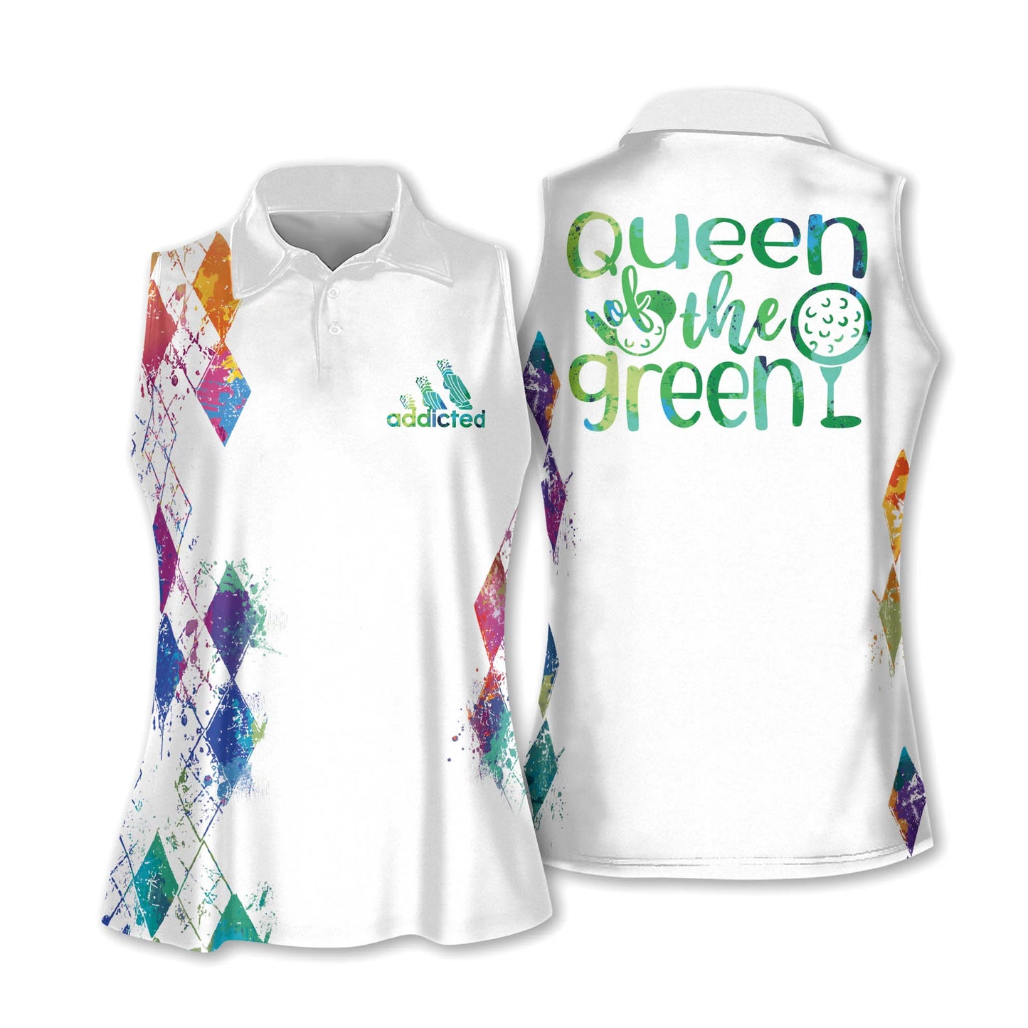 Golf Women Sleeveless Athleisure Polo Shirt, Queen Of The Green Sleeveless Polo Shirt For Female - Gift Sport For Mother's Day, Golfers