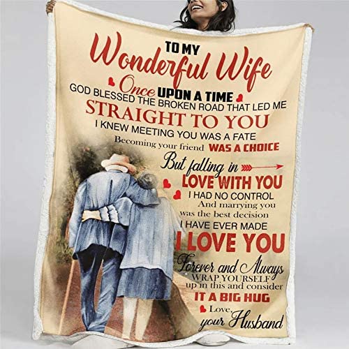 Gifts For Her Wife Blankets, Gift From Husband Blanket For Valentine's Day Christmas Wedding Anniversary Birthday Day - To My Wife Once Upon A Time