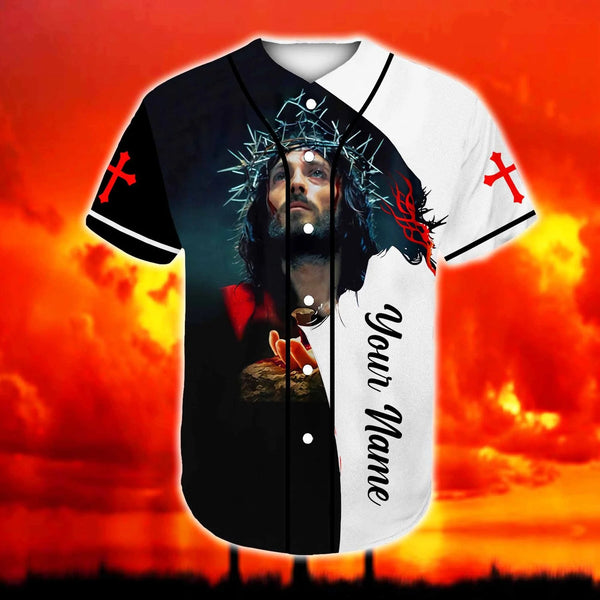 Cross, American Flag Baseball Jersey - Jesus Is My Everything Custom B