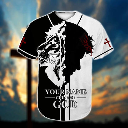 Personalized Jesus Baseball Jersey - Lion, God, Black White Baseball Jersey - Gift For Christians - Jesus Is My God Custom Baseball Jersey For Men Women