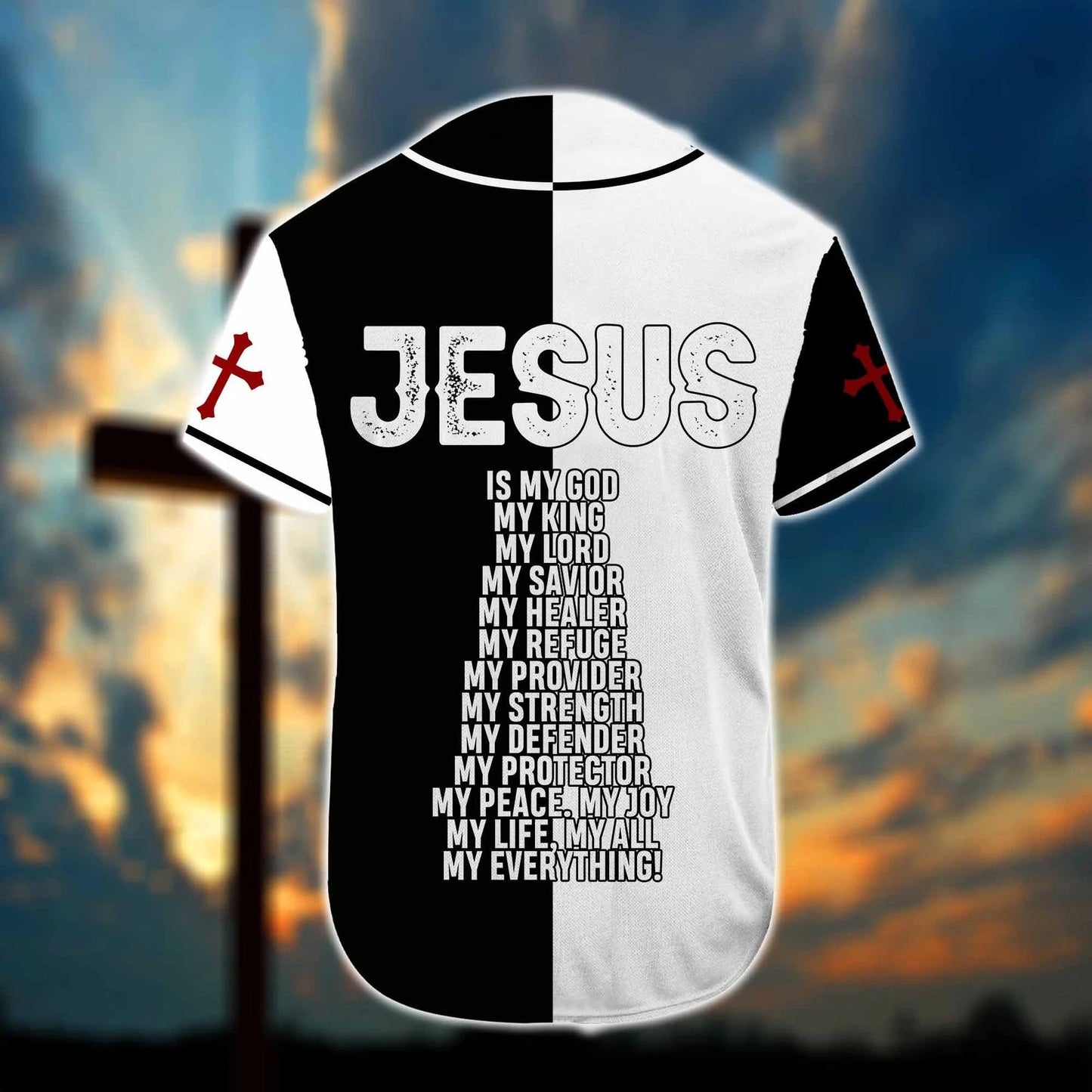 Personalized Jesus Baseball Jersey - Lion, God, Black White Baseball Jersey - Gift For Christians - Jesus Is My God Custom Baseball Jersey For Men Women